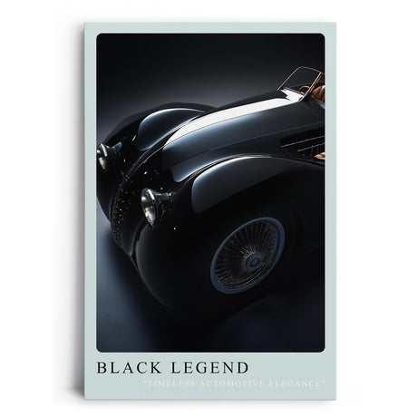 Paul Sinus Leinwandbild 80x120cm Leinwandbild Black Legend klassische Automobilkunst zeitlose Eleganz glänzende Perfektion stilvolle Ästhetik Luxusauto