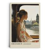 Paul Sinus Leinwandbild 80x120cm Leinwandbild Dresden Journey Nostalgie Romantik Elbe Zugreise Stadtblick Vintage Ästhetik Reise Sehnsucht Architektur