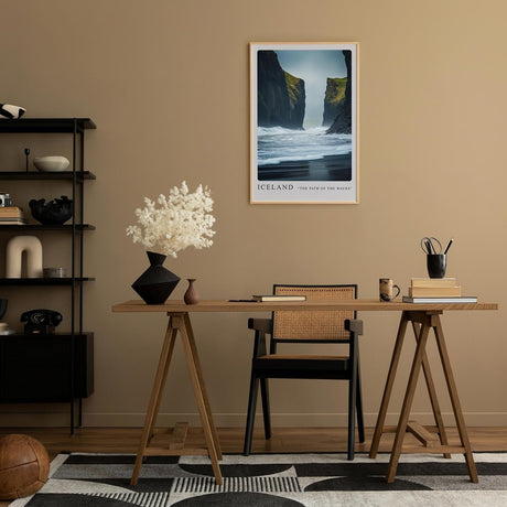 Paul Sinus Leinwandbild 80x120cm Leinwandbild Island schwarze Sandstrände dramatische Küstenlandschaft Wellen Naturgewalt mystische Atmosphäre Felsformation