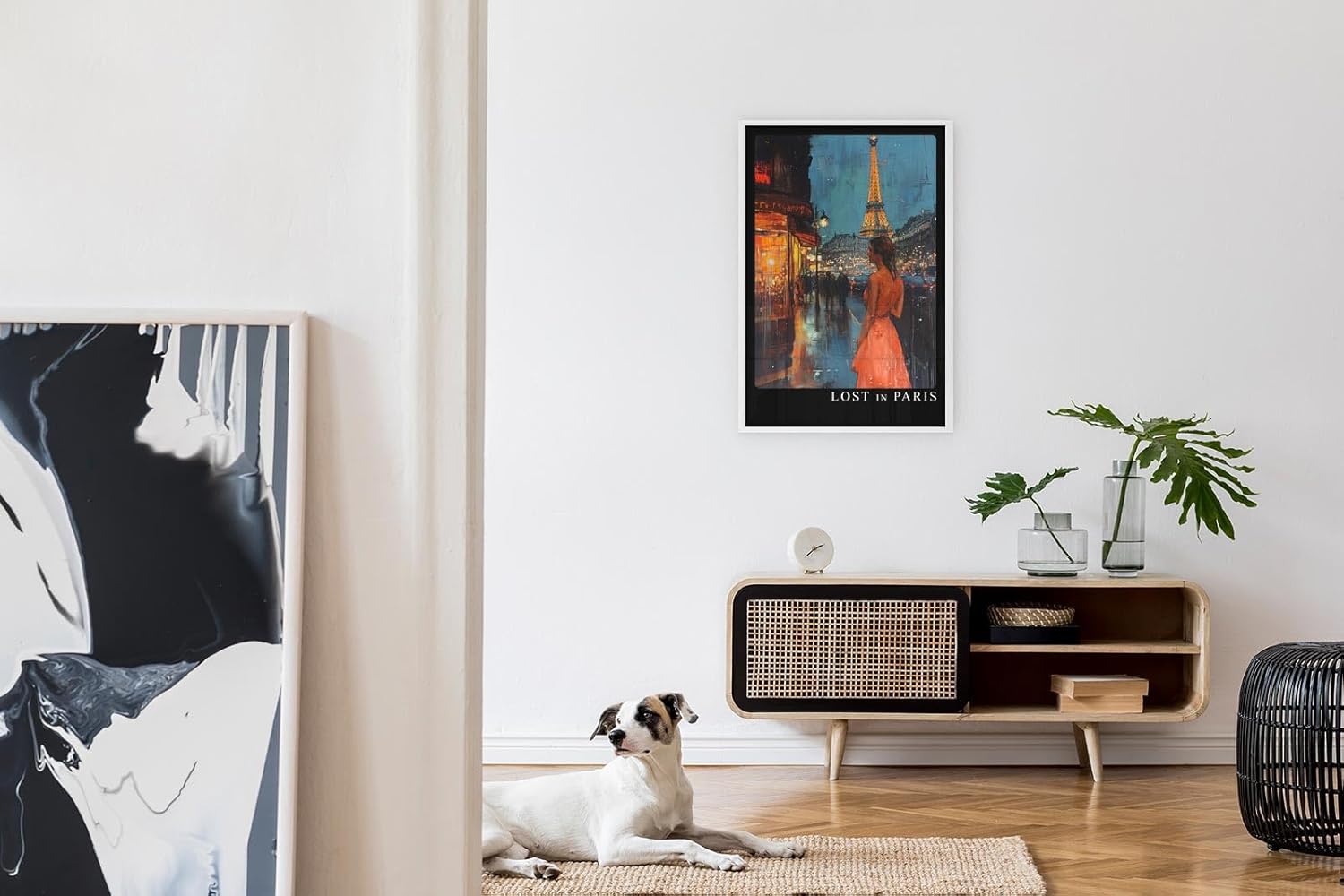 Paul Sinus Leinwandbild 40x60cm Leinwandbild Lost in Paris romantische Kunst urbane Eleganz nächtliche Atmosphäre Eiffelturm stilvolle Ästhetik