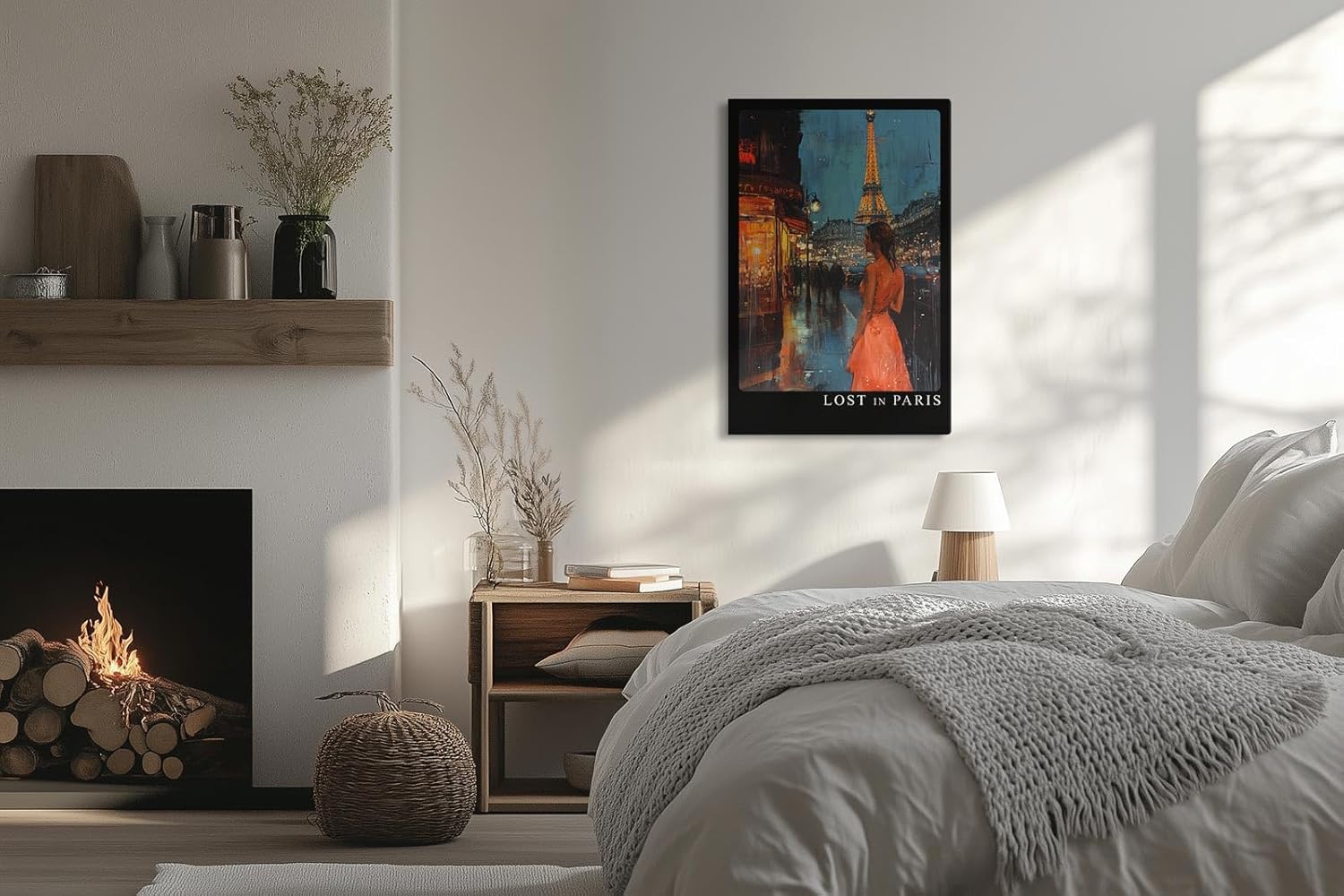 Paul Sinus Leinwandbild 40x60cm Leinwandbild Lost in Paris romantische Kunst urbane Eleganz nächtliche Atmosphäre Eiffelturm stilvolle Ästhetik