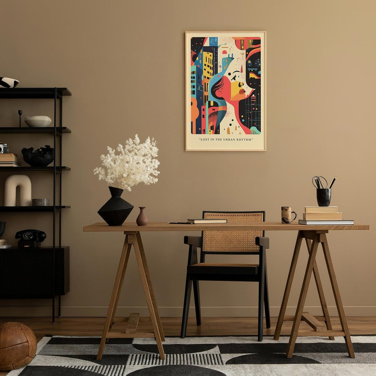 Paul Sinus Leinwandbild 60x90cm Leinwandbild Lost in the Urban Rhythm moderne Kunst abstrakte Stadtlandschaft lebendige Farben kreative Ästhetik