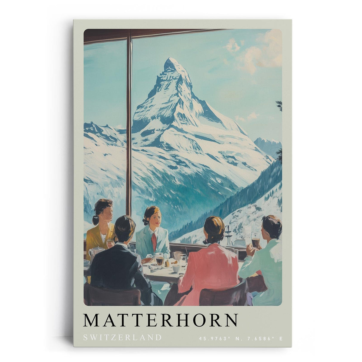 Paul Sinus Leinwandbild 60x90cm Leinwandbild Matterhorn Alpenpanorama luxuriöse Eleganz stilvolle Berglandschaft Retro Ästhetik exklusiver Genuss