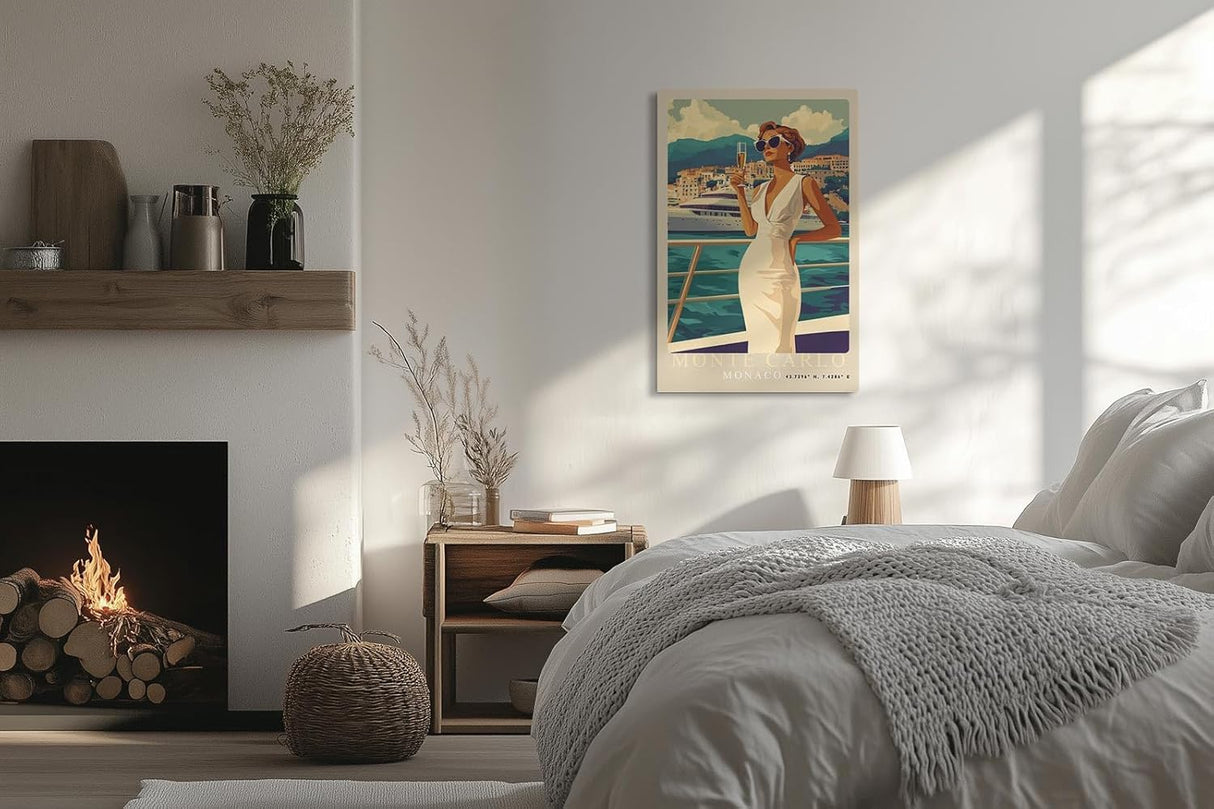 Paul Sinus Leinwandbild 40x60cm Leinwandbild Monte Carlo luxuriöse Eleganz mediterraner Glamour stilvolle Ästhetik Yachthafen exklusive Lebensart