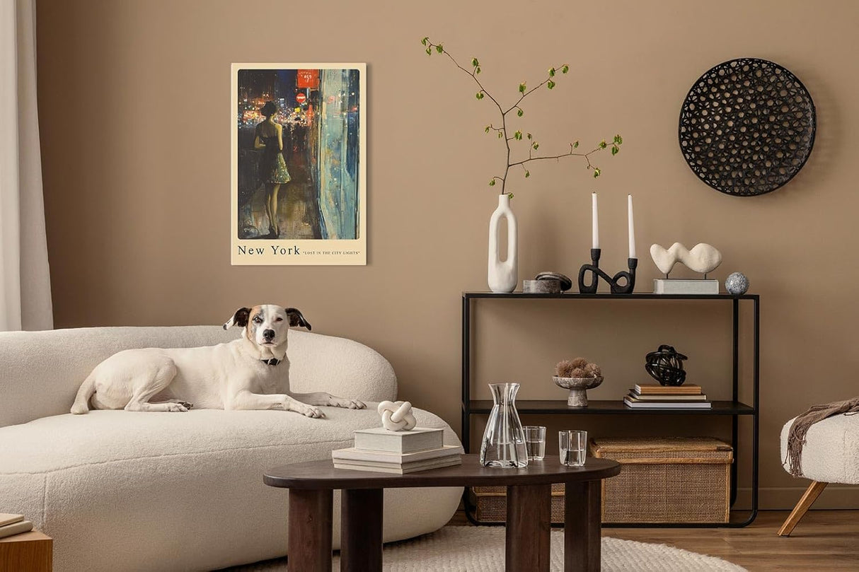 Paul Sinus Leinwandbild 60x90cm Leinwandbild New York City Nachtleben urbane Eleganz moderne Kunst geheimnisvolle Atmosphäre Lichter der Stadt