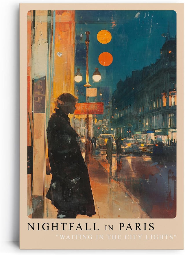 Paul Sinus Leinwandbild 40x60cm Leinwandbild Nightfall in Paris romantische Stadtkunst geheimnisvolle Atmosphäre nächtliche Eleganz urbane Ästhetik