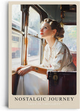 Paul Sinus Leinwandbild 60x90cm Leinwandbild Nostalgic Journey Retro Vintage Eleganz Romantik Bahnreise Nostalgie Stilvolle Frau Impressionismus Zeitreise