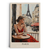 Paul Sinus Leinwandbild 80x120cm Leinwandbild Paris romantische Kunst stilvolle Eleganz Eiffelturm Café Szene urbane Ästhetik französischer Charme