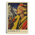 Paul Sinus Leinwandbild 40x60cm Leinwandbild Retro Lady Zermatt Alpen Eleganz Vintage Stil Genuss Kunst Schweiz stilvolle Berglandschaft Nostalgie