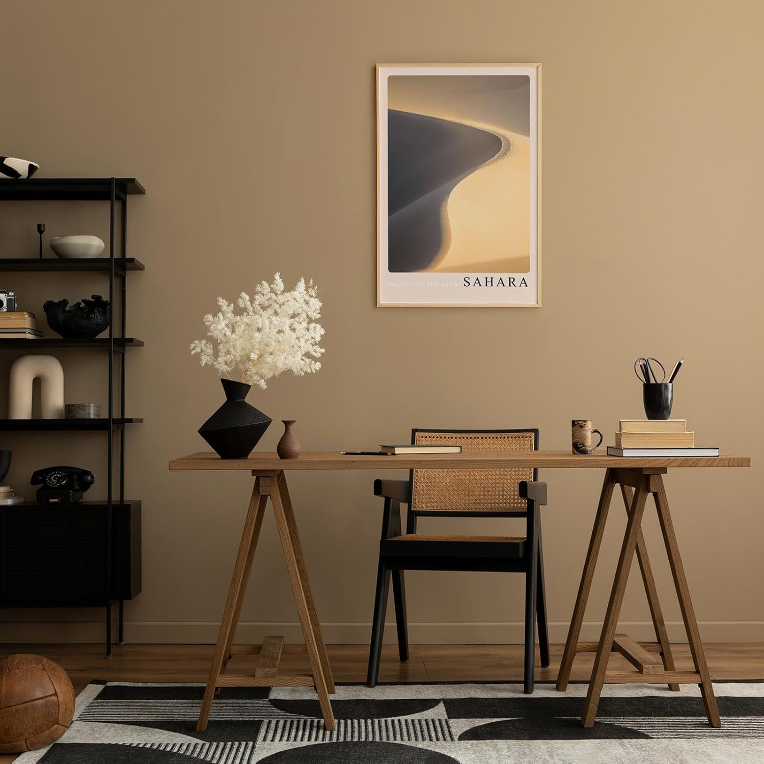 Paul Sinus Leinwandbild 60x90cm Leinwandbild Sahara Wüste Sanddüne Natur Minimalismus Landschaft Licht und Schatten Fotografie Eleganz Stille Reise