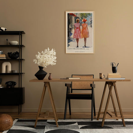 Paul Sinus Leinwandbild 60x90cm Leinwandbild San Francisco nostalgische Eleganz romantische Spaziergangsstimmung impressionistische Stadtansicht Vintage