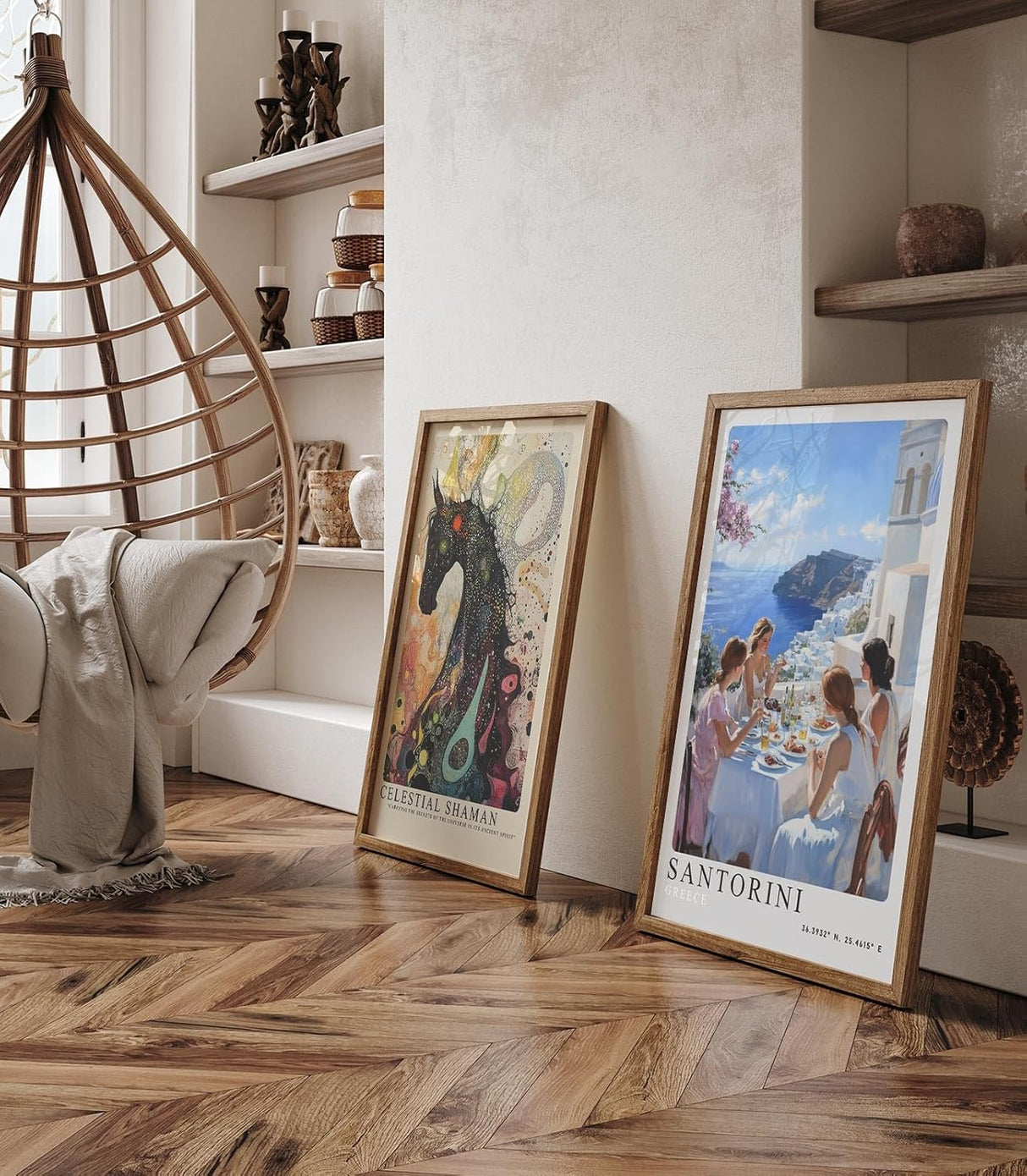 Paul Sinus Leinwandbild 40x60cm Leinwandbild Santorini Griechenland mediterraner Charme weiß-blaue Architektur griechische Insel Sommertraum