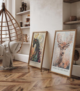 Paul Sinus Leinwandbild 40x60cm Leinwandbild Spirit of the Wild Hirsch Natur Schönheit Blumen Ästhetik Kunst Vintage Boho Eleganz Romantik Majestät Anmut