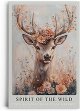 Paul Sinus Leinwandbild 40x60cm Leinwandbild Spirit of the Wild Hirsch Natur Schönheit Blumen Ästhetik Kunst Vintage Boho Eleganz Romantik Majestät Anmut