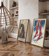 Paul Sinus Leinwandbild 80x120cm Leinwandbild St. Moritz Glamour Skifahren Wintermode luxuriöse Eleganz extravagante Ästhetik stilvolle Kunst alpine Fashion