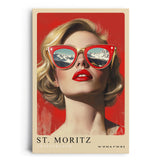 Paul Sinus Leinwandbild 60x90cm Leinwandbild St. Moritz Retro Kunst Alpen Eleganz moderne Ästhetik stilvolle Fashion Ikone Schweizer Luxus
