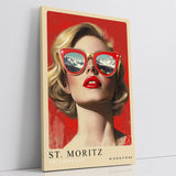 Paul Sinus Leinwandbild 60x90cm Leinwandbild St. Moritz Retro Kunst Alpen Eleganz moderne Ästhetik stilvolle Fashion Ikone Schweizer Luxus