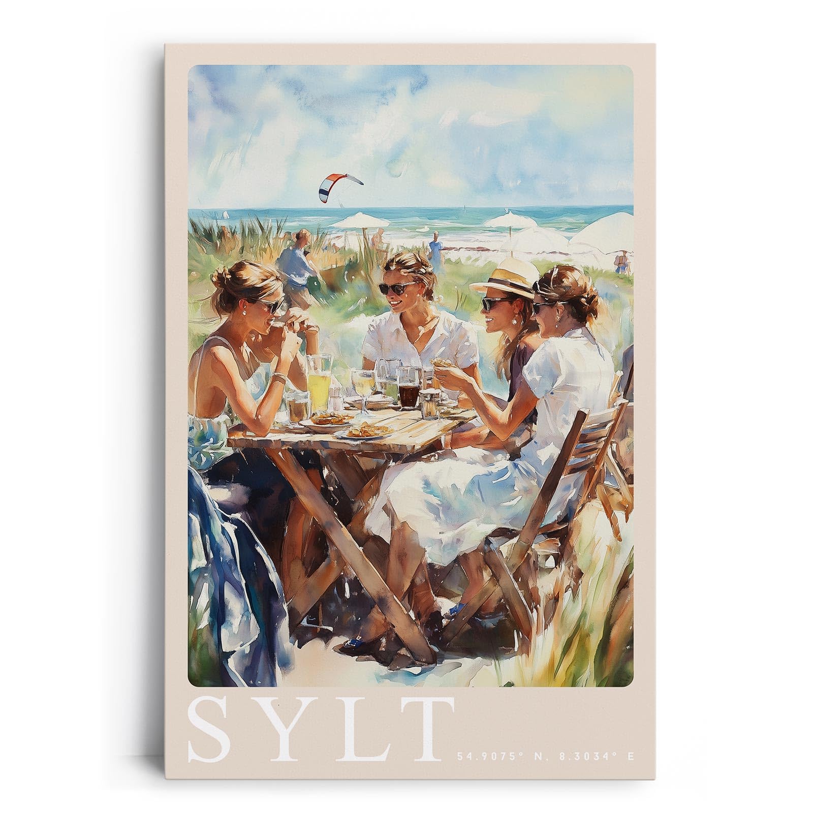 Paul Sinus Leinwandbild 80x120cm Leinwandbild Sylt sommerliche Leichtigkeit stilvolle Eleganz Nordsee Küstenflair maritime Atmosphäre