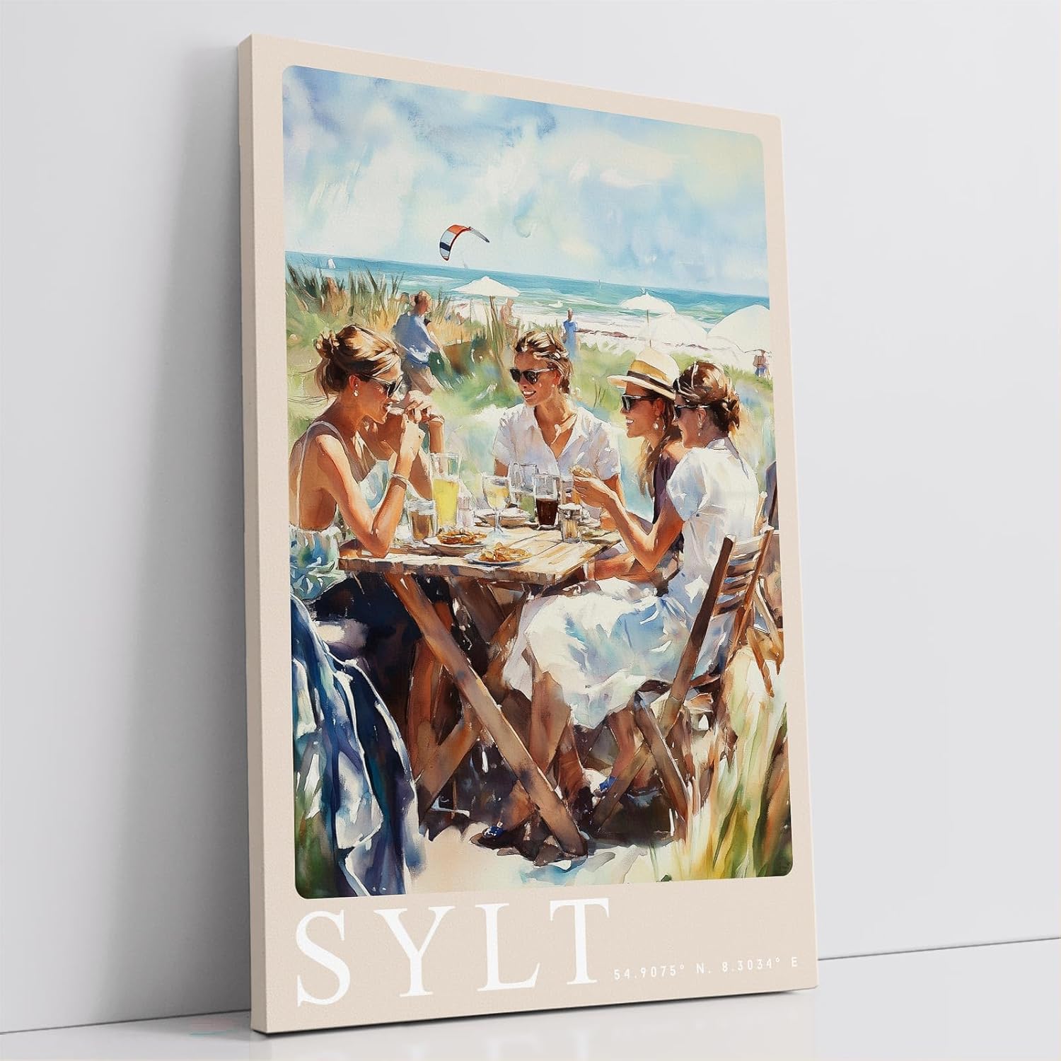 Paul Sinus Leinwandbild 80x120cm Leinwandbild Sylt sommerliche Leichtigkeit stilvolle Eleganz Nordsee Küstenflair maritime Atmosphäre