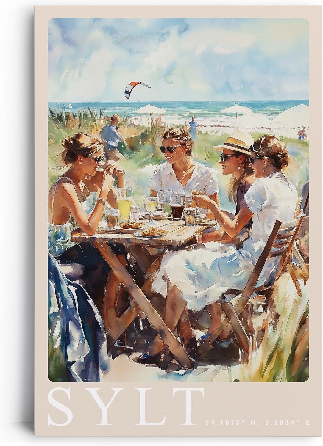 Paul Sinus Leinwandbild 80x120cm Leinwandbild Sylt sommerliche Leichtigkeit stilvolle Eleganz Nordsee Küstenflair maritime Atmosphäre