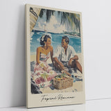 Paul Sinus Leinwandbild 40x60cm Leinwandbild Tropical Romance Retro Strand Nostalgie Sommer Liebe exotische Idylle stilvolle Kunst tropische Ästhetik