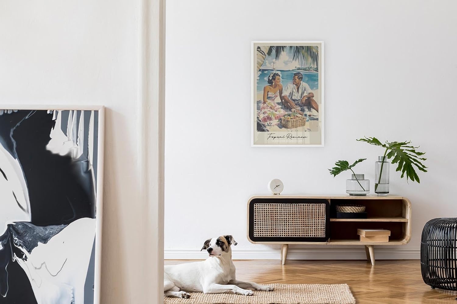 Paul Sinus Leinwandbild 40x60cm Leinwandbild Tropical Romance Retro Strand Nostalgie Sommer Liebe exotische Idylle stilvolle Kunst tropische Ästhetik