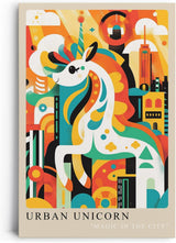 Paul Sinus Leinwandbild 60x90cm Leinwandbild Urban Unicorn magische Stadtfarben verspielte Fantasie moderne Pop-Art lebendige Ästhetik abstrakte Metropole