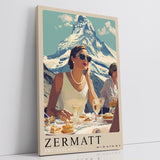 Paul Sinus Leinwandbild 40x60cm Leinwandbild Zermatt Alpen Luxus Eleganz Retro Stil stilvolle Kunst Berglandschaft exklusiver Lifestyle zeitlose Ästhetik