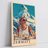 Paul Sinus Leinwandbild 40x60cm Leinwandbild Zermatt Luxus Eleganz Alpen Retro Stil glamouröse Ästhetik stilvolle Reise exklusive Kunst