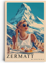 Paul Sinus Leinwandbild 40x60cm Leinwandbild Zermatt Luxus Eleganz Alpen Retro Stil glamouröse Ästhetik stilvolle Reise exklusive Kunst