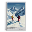 Paul Sinus Leinwandbild 60x90cm Leinwandbild Zermatt Skifahren Alpen Winterzauber Retro Stil sportliche Eleganz Schneelandschaft Reiselust stilvolle Kunst