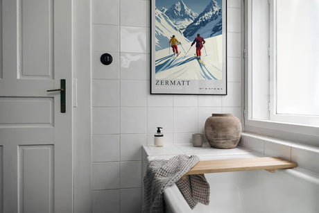 Paul Sinus Leinwandbild 60x90cm Leinwandbild Zermatt Skifahren Alpen Winterzauber Retro Stil sportliche Eleganz Schneelandschaft Reiselust stilvolle Kunst
