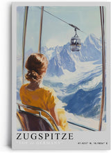 Paul Sinus Leinwandbild 60x90cm Leinwandbild Zugspitze Alpen Berglandschaft Seilbahn Panorama Gipfelblick Winterlandschaft Schnee Hochgebirge Natur