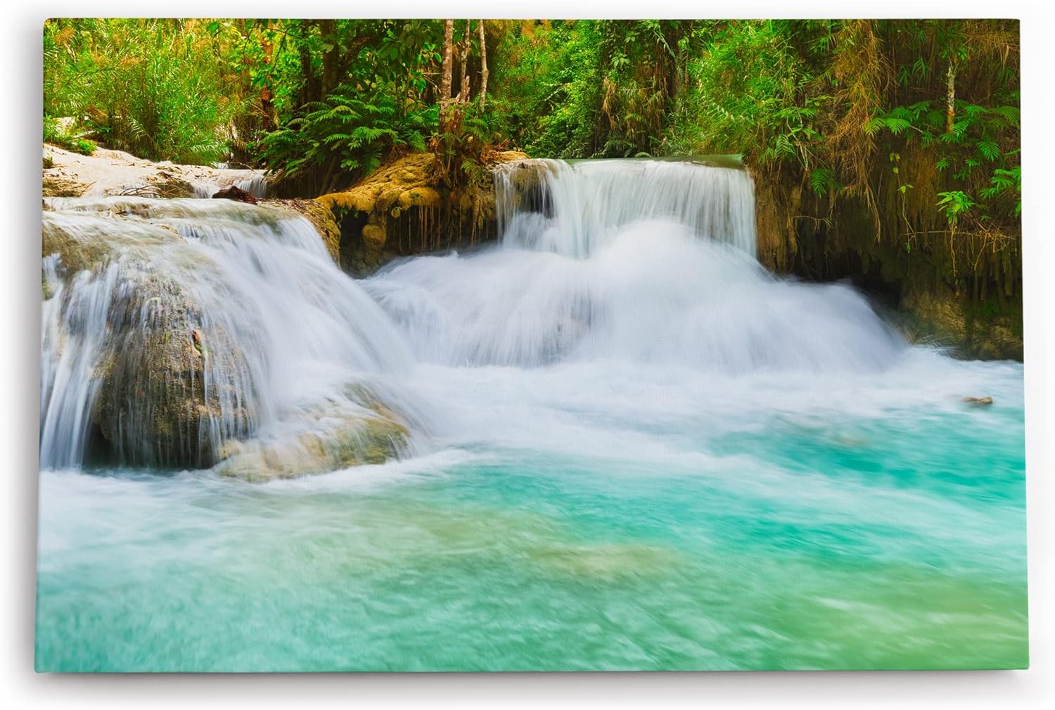 Paul Sinus Wandbild 120x80cm Bach im Dschungel Wasserfall Grün Tropisch Natur