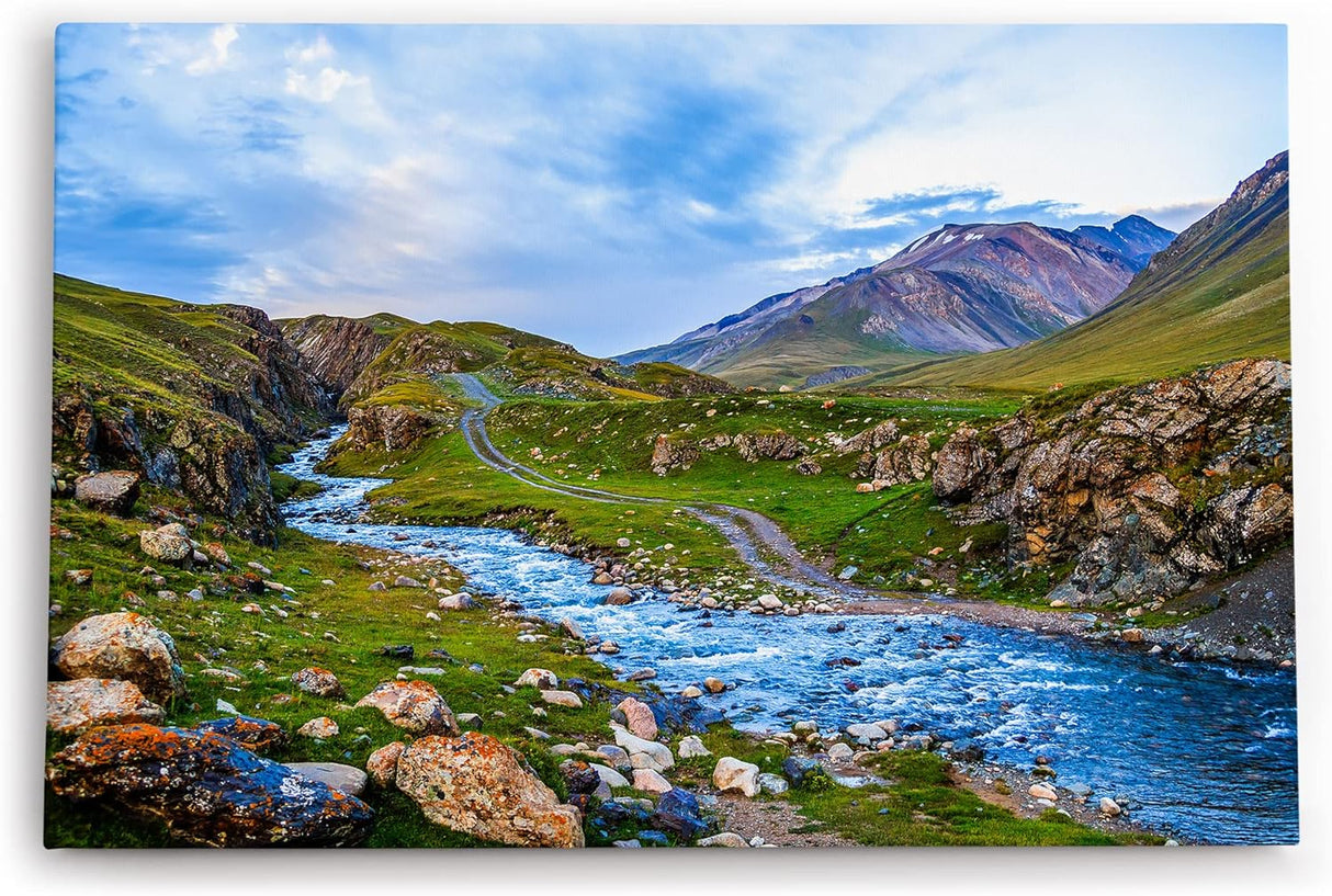 Paul Sinus Wandbild 120x80cm Bach in den Alpen Berge Berglandschaft Gebirge
