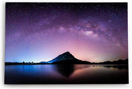 Paul Sinus Wandbild 120x80cm Berg See Nacht Milchstraße Sternenhimmel Sterne