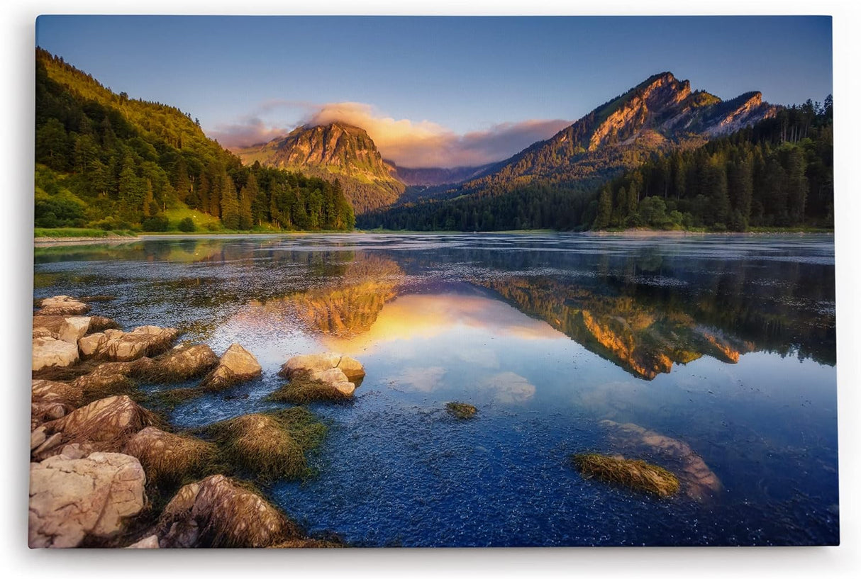 Paul Sinus Wandbild 120x80cm Berge Bergsee Alpen Landschaftsbild Natur Gebirge