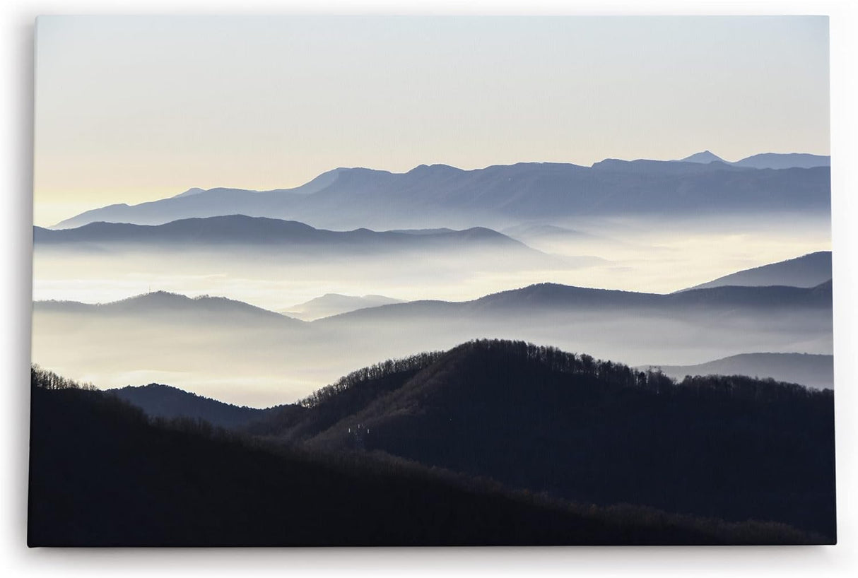 Paul Sinus Wandbild 120x80cm Berge Gebirge Bergkette Natur Nebel Landschaft