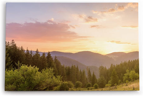 Paul Sinus Wandbild 120x80cm Berge Landschaft Tannenwald Wald Bäume Natur