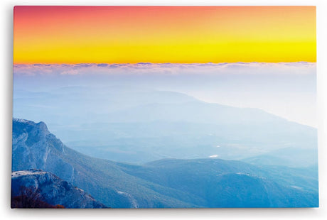 Paul Sinus Wandbild 120x80cm Berge Wolken Himmel Abendröte Blau Kunstvoll