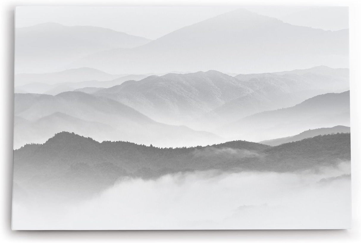 Paul Sinus Wandbild 120x80cm Berglandschaft Berge Gebirge Wolken Nebel Grau