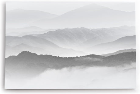Paul Sinus Wandbild 120x80cm Berglandschaft Berge Gebirge Wolken Nebel Grau