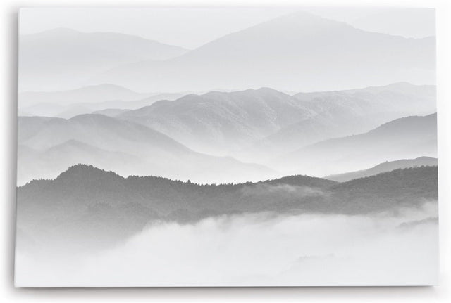 Paul Sinus Wandbild 120x80cm Berglandschaft Berge Gebirge Wolken Nebel Grau