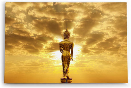 Paul Sinus Wandbild 120x80cm Buddha an Sonnenlicht Sonne Himmel Harmonie Buddhismus