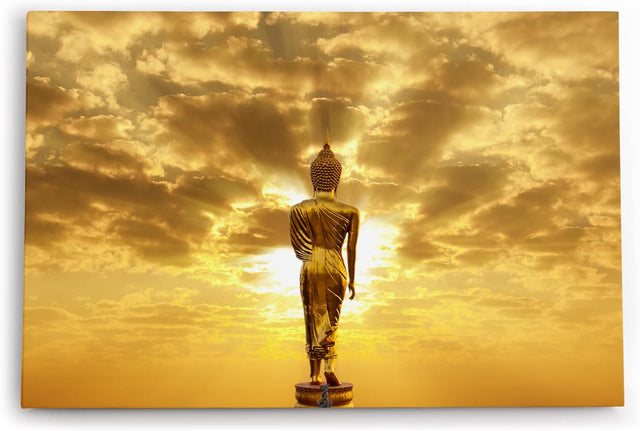 Paul Sinus Wandbild 120x80cm Buddha an Sonnenlicht Sonne Himmel Harmonie Buddhismus