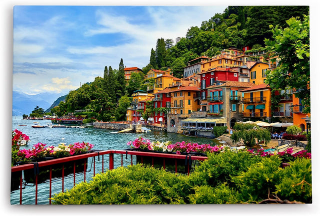 Paul Sinus Wandbild 120x80cm Comer See Italien Häuser Boote Berge Natur