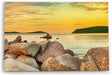 Paul Sinus Wandbild 120x80cm Felsen Meer roter Himmel Horizont Berge Sonnenuntergang