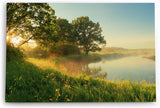Paul Sinus Wandbild 120x80cm Fluss Morgentau Sonnenaufgang Wiese Bäume Natur