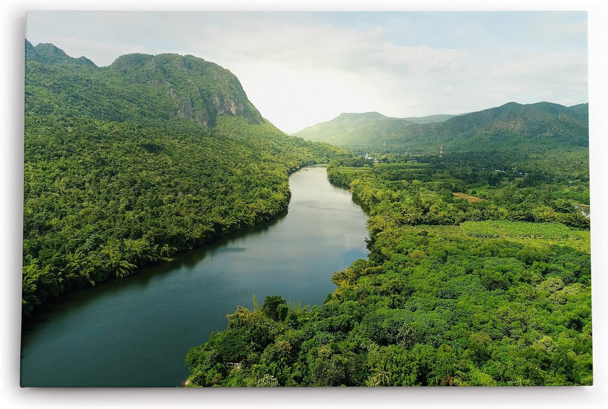 Paul Sinus Wandbild 120x80cm Fluss Thailand Landschaft Dschungel Tropisch Berge Grün