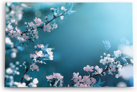 Paul Sinus Wandbild 120x80cm Frühling Baumblüten weiße Blüten Zweige Blau